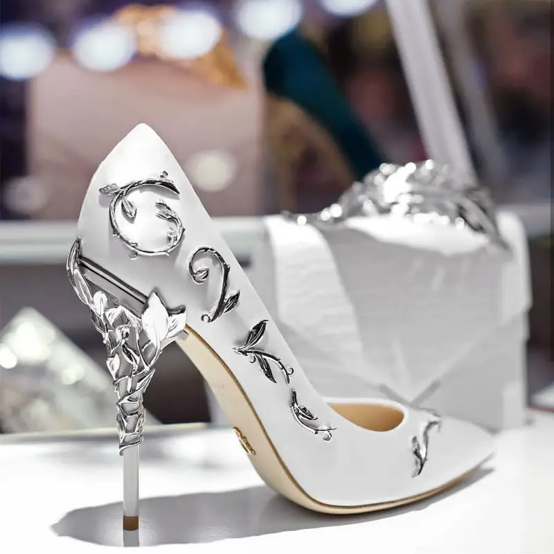 Strange Style Stiletto Heel Wedding Pumps white